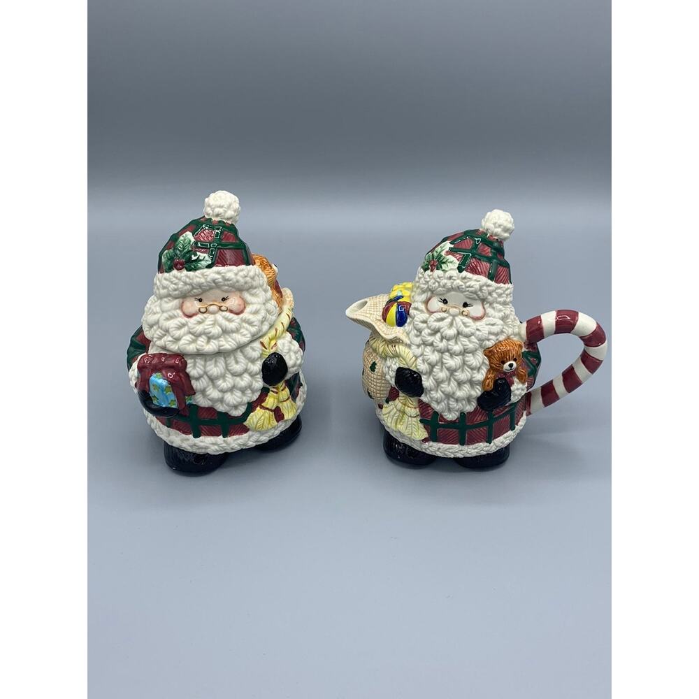 Santa Christmas Sugar and Creamer Set by Jay Imports Vintage Holiday